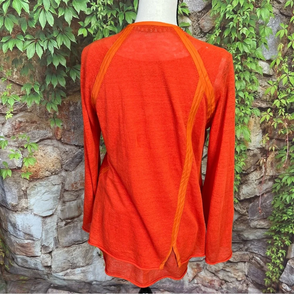 LAFAYETTE 148 NEW YORK Vibrant Linen Blend Orange Knit Set, M
